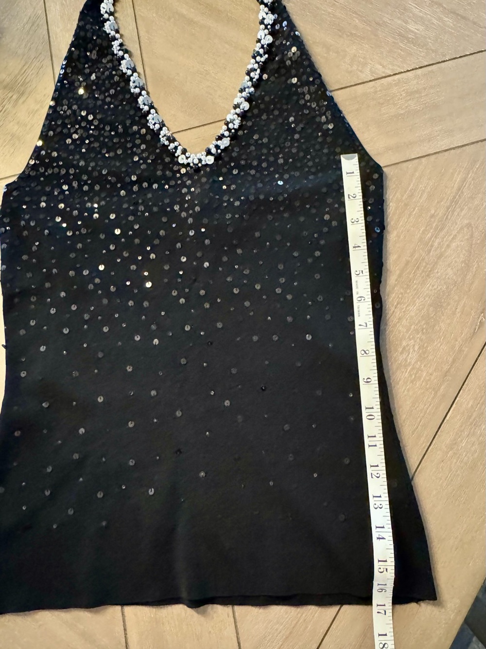 White House Black Market Black Halter Top with Sequined Details - Picture 5 of 8